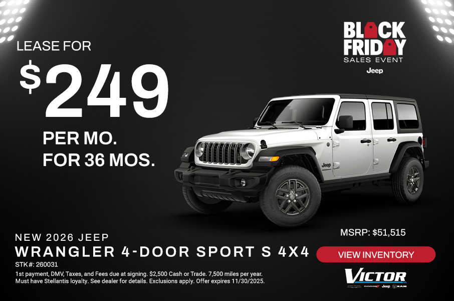 NEW 2026 JEEP WRANGLER 4 DR SPORT S 4X4