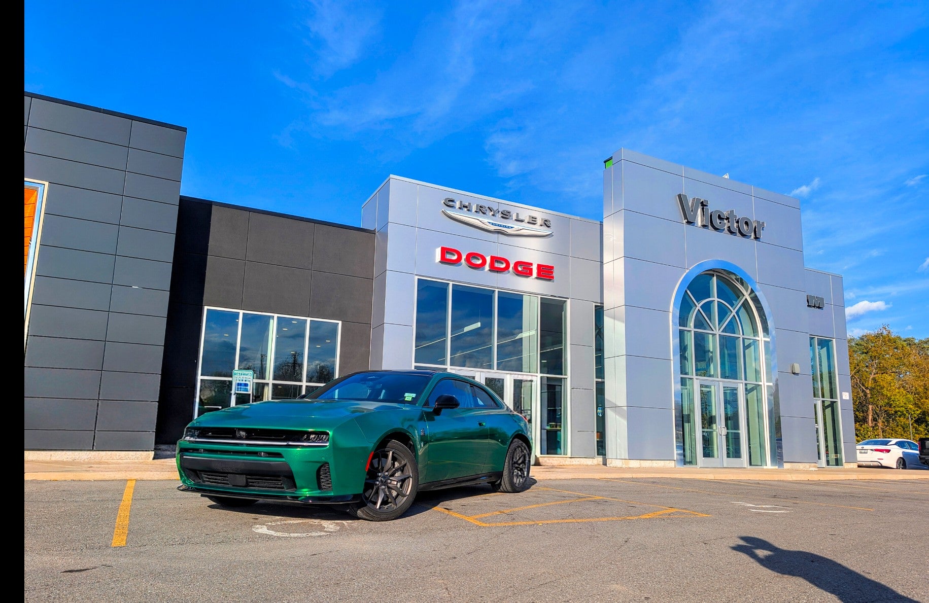 Front three-quarter view of the wrapped Charger